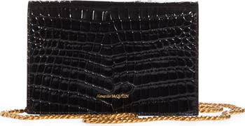 McQueen Alexander McQueen Mini Skull Croc Embossed Leather