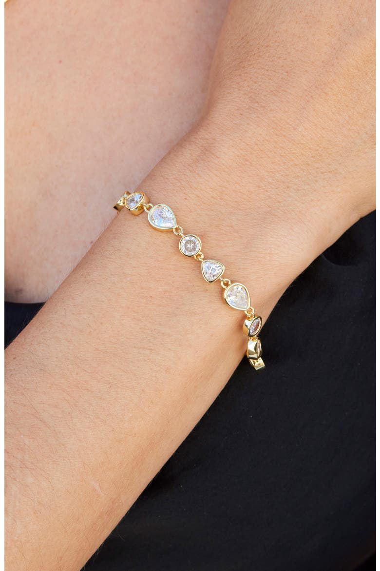Bezel Cubic Zirconia Tennis Bracelet, Alternate, color, YELLOW