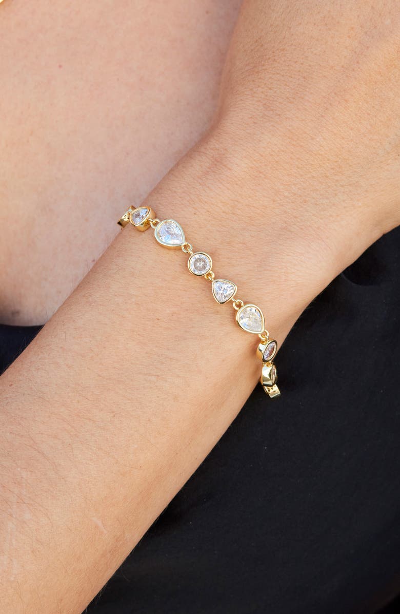 SAVVY CIE JEWELS Bezel Cubic Zirconia Tennis Bracelet, Alternate, color, Yellow