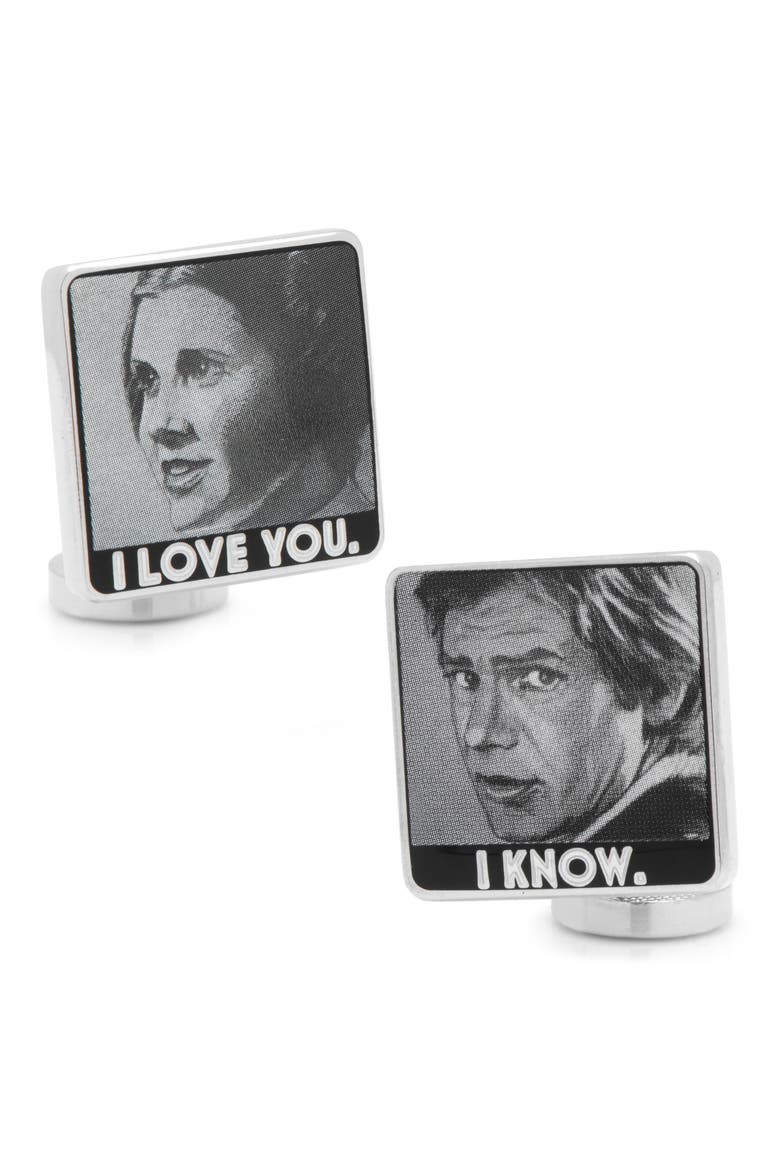 I Love You/I Know Cuff Links, Main, color, GREY/ WHITE
