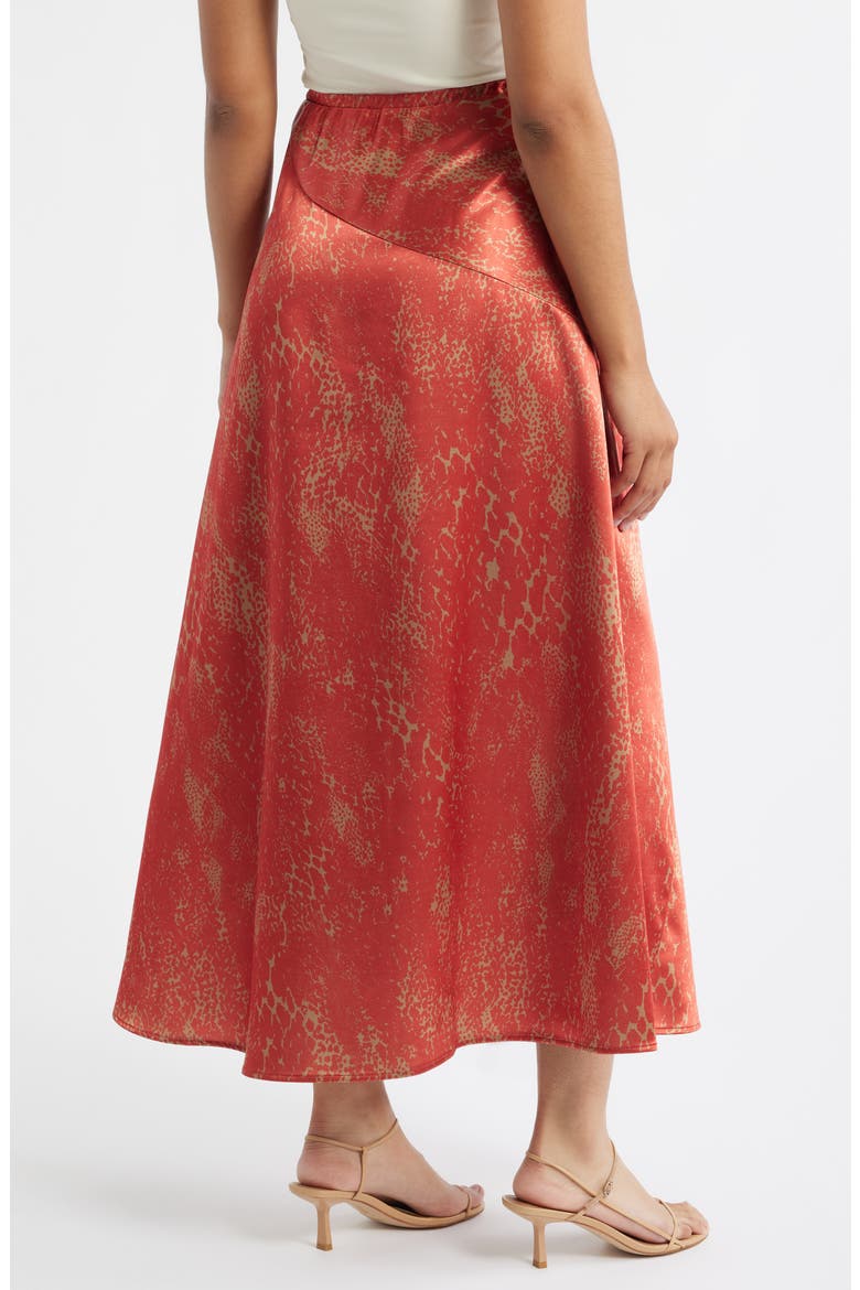 Savoy Print Bias Cut Maxi Skirt, Alternate, color, RUST COGNAC