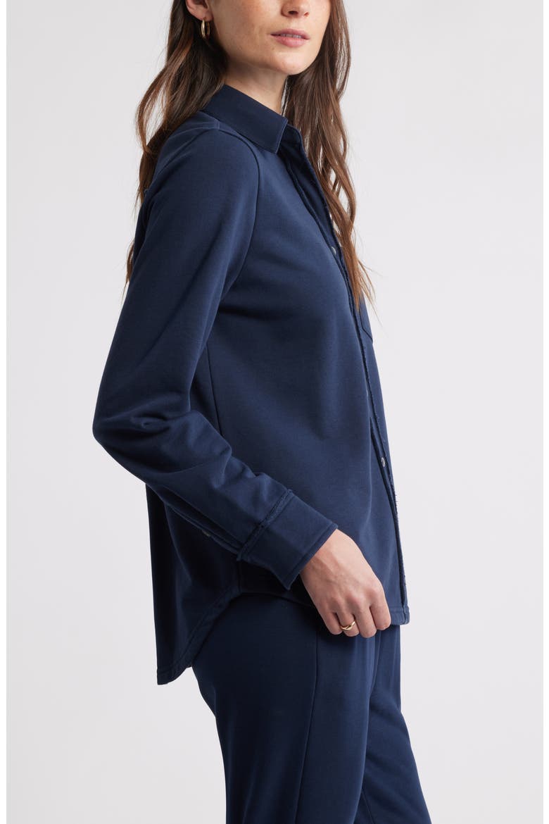 French Terry Button-Up Shirt, Alternate, color, NAVY STILL