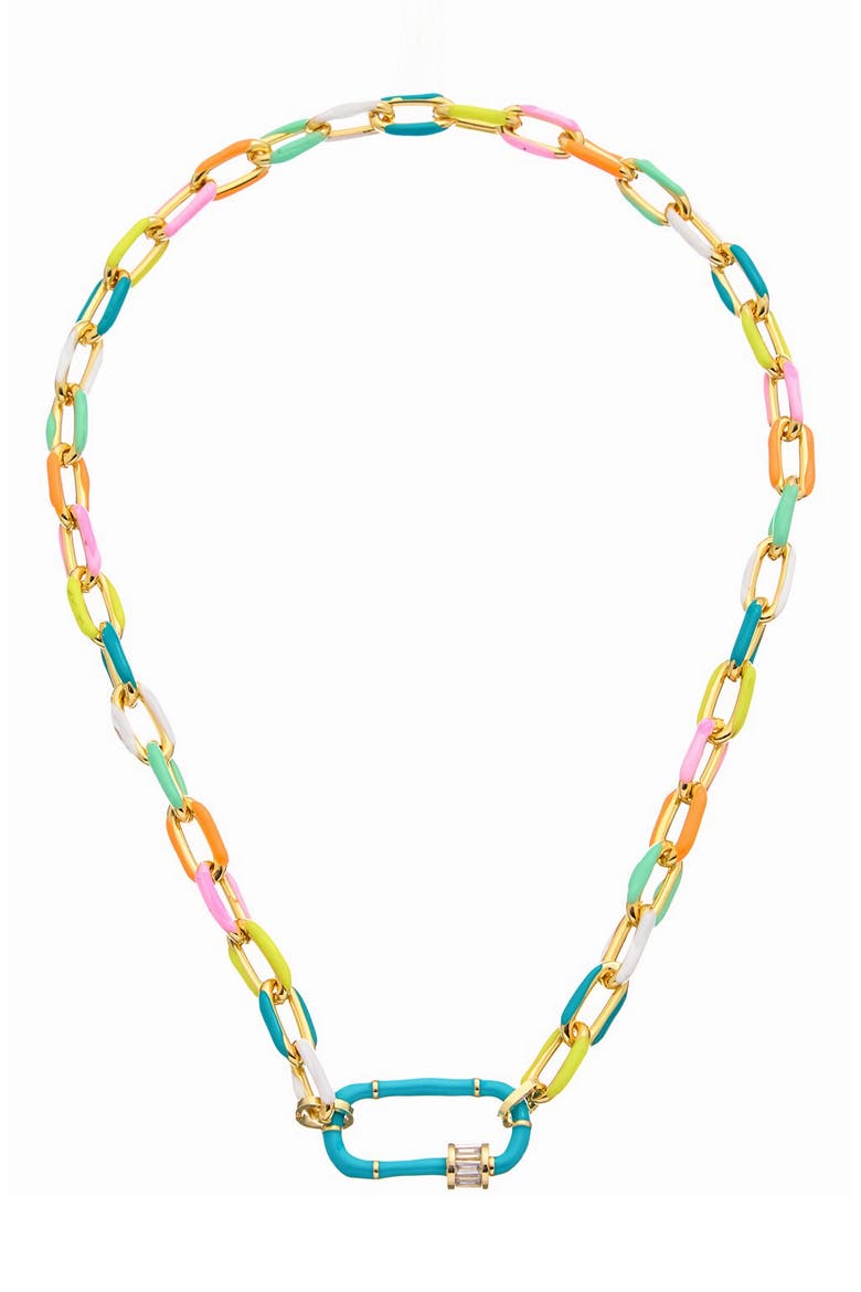 Enamel Paperclip Chain Necklace, Main, color, YELLOW
