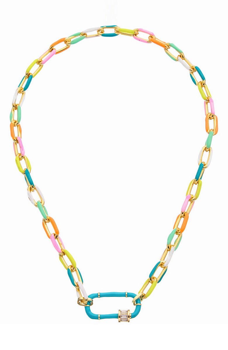 Juvell Enamel Paperclip Chain Necklace, Main, color, Yellow