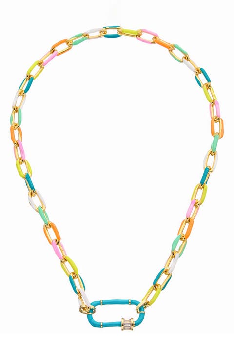 Enamel Paperclip Chain Necklace