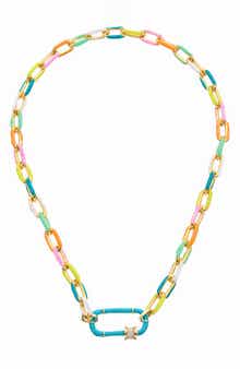Juvell Enamel Paperclip Chain Necklace