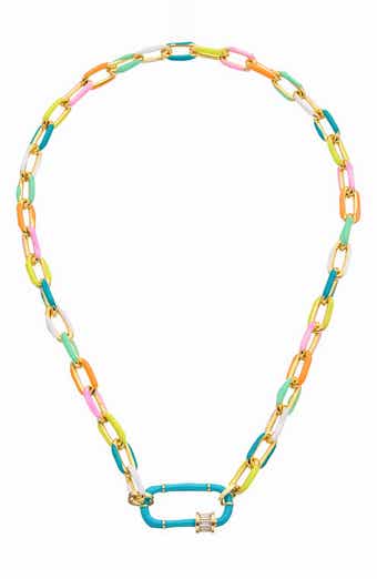 Juvell Enamel Paperclip Chain Necklace