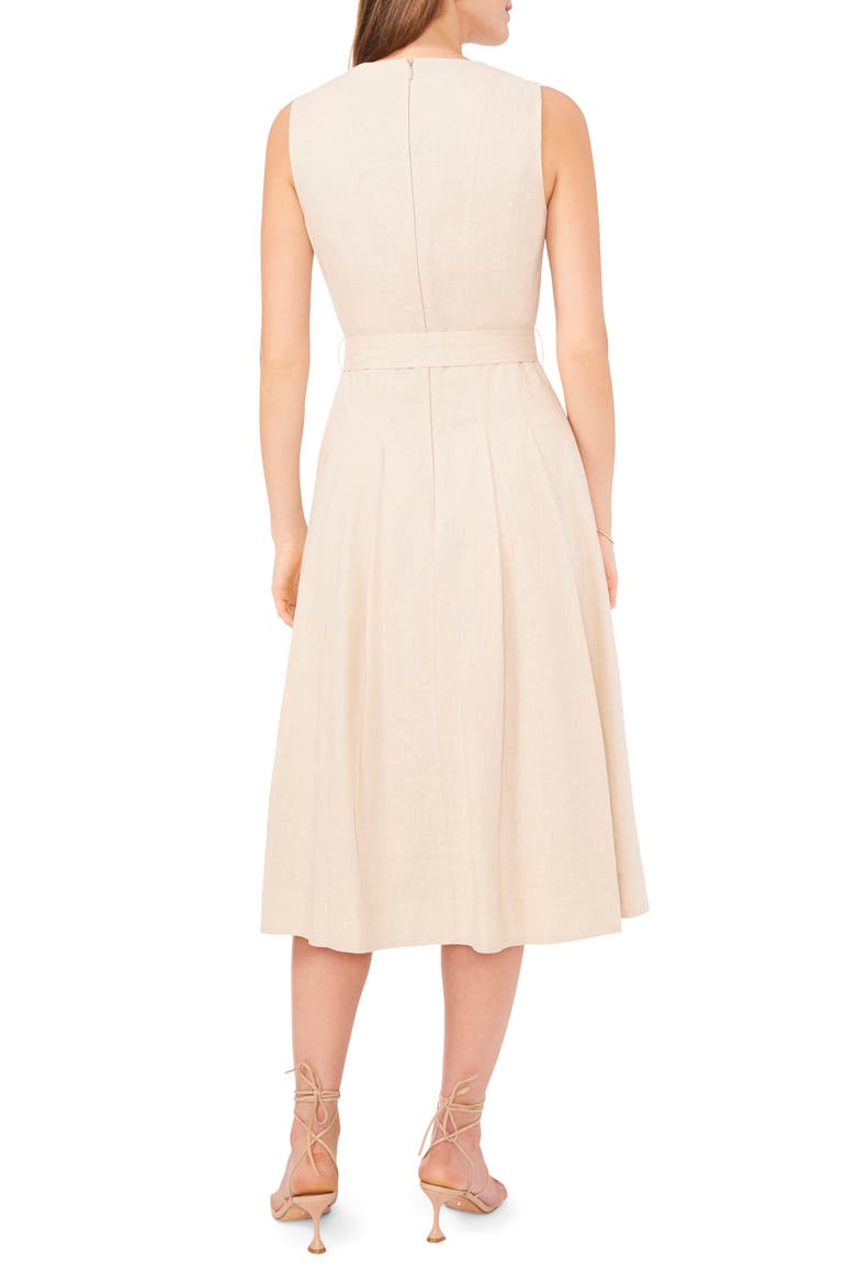 Belted Linen Blend A-Line Sundress, Alternate, color, PEBBLE BROWN
