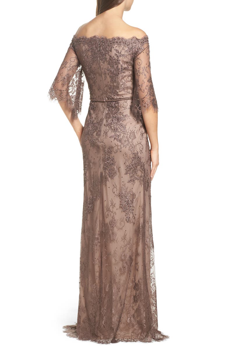 La Femme Off the Shoulder Lace Gown, Alternate, color, 