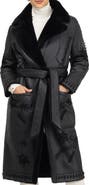 GORSKI Genuine Shearling Short Coat with Embroidery, Belt
