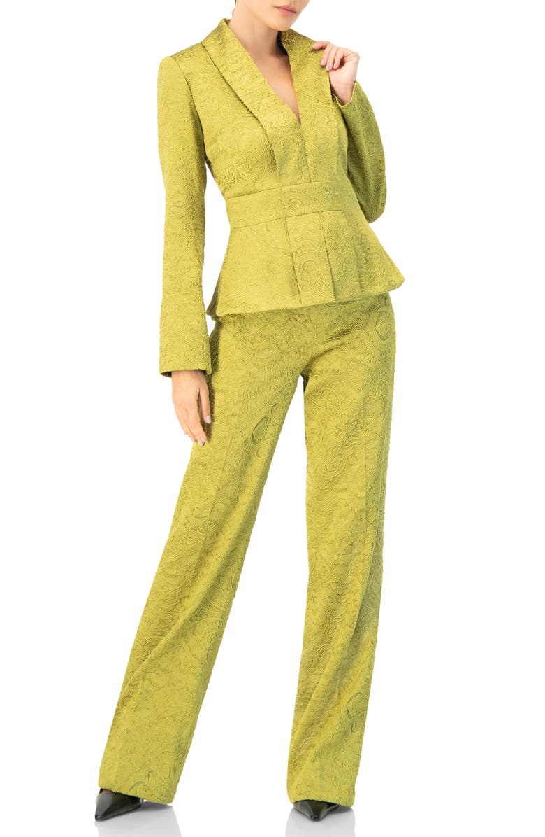 IVONNE Collarless Paisley Blazer with Back Zipper, Alternate, color, Green