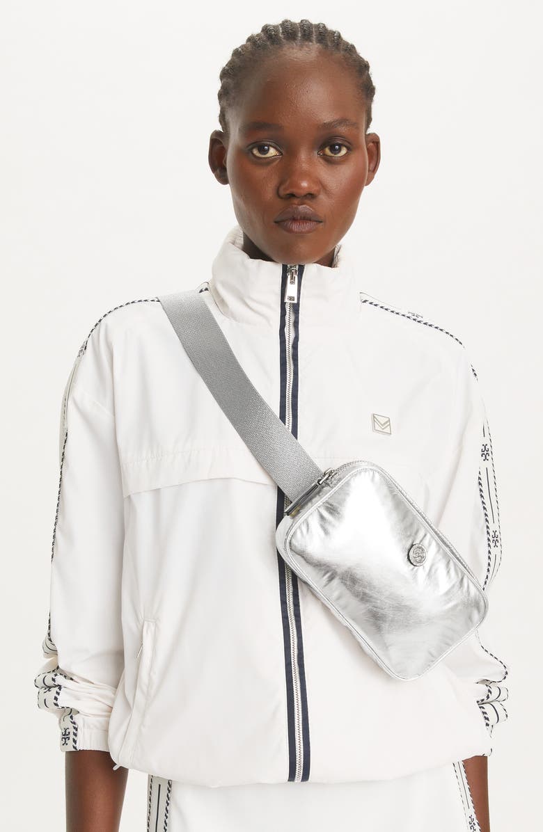 Tory Burch Virginia Metallic Nylon Belt Bag, Alternate, color,