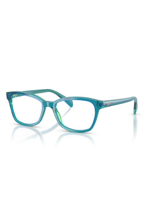 Ray Ban Ray-ban Kids' 46mm Rectangular Optical Glasses In Blue Green