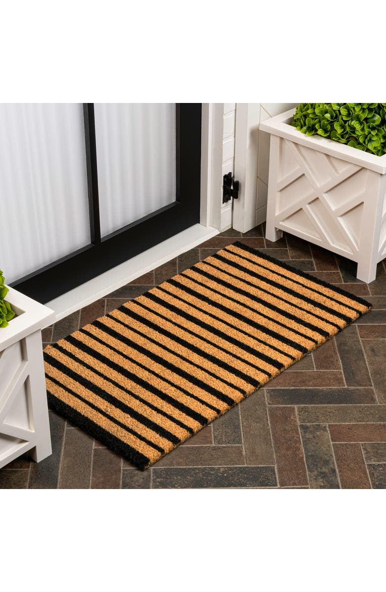 JONATHAN Y Peater Classic Casual Commerical Natural Coir Indoor/Outdoor Mat, Alternate, color, Natural Black