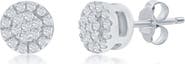 SIMONA Sterling Silver Pavé Diamond Round Halo Stud Earrings - 0.07ct.