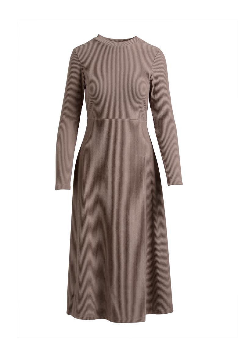 Ribbed Midi Dress, Alternate, color, Deep Taupe