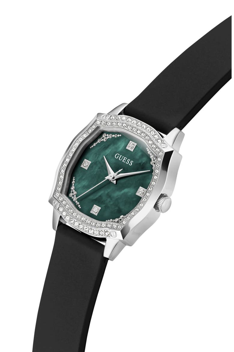 Liv Mother-of-Pearl Silicone Strap Watch, 32mm, Alternate, color, BLACK