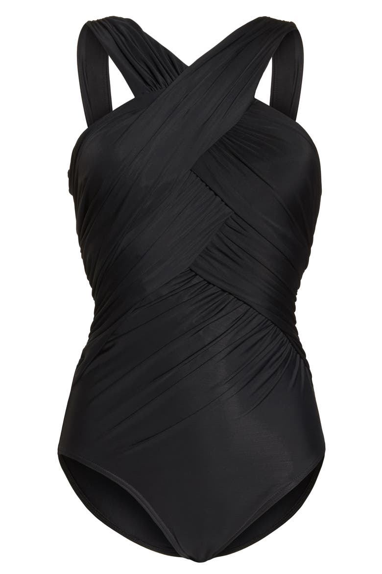 Crisscross One-Piece Swimsuit (Nordstrom Exclusive), Alternate, color, BLACK