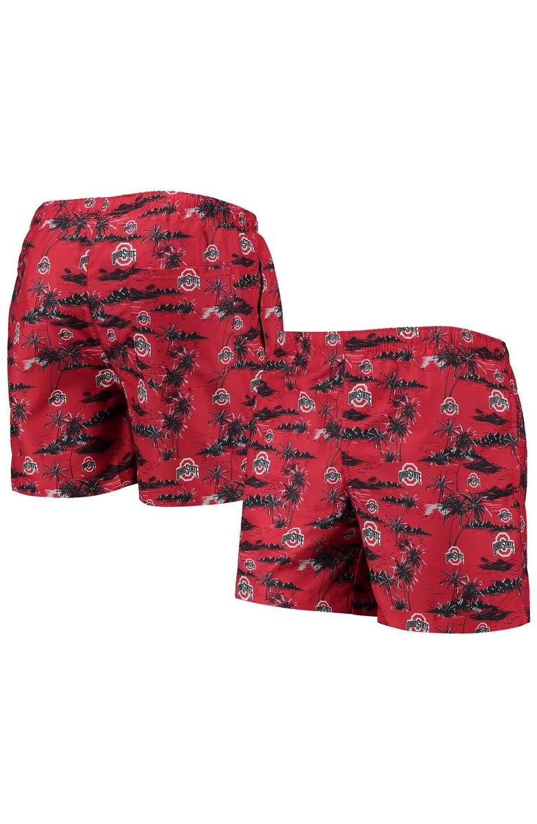 FOCO Men's FOCO Scarlet Ohio State Buckeyes Island Palm Swim Trunks, Main, color, Scarlet