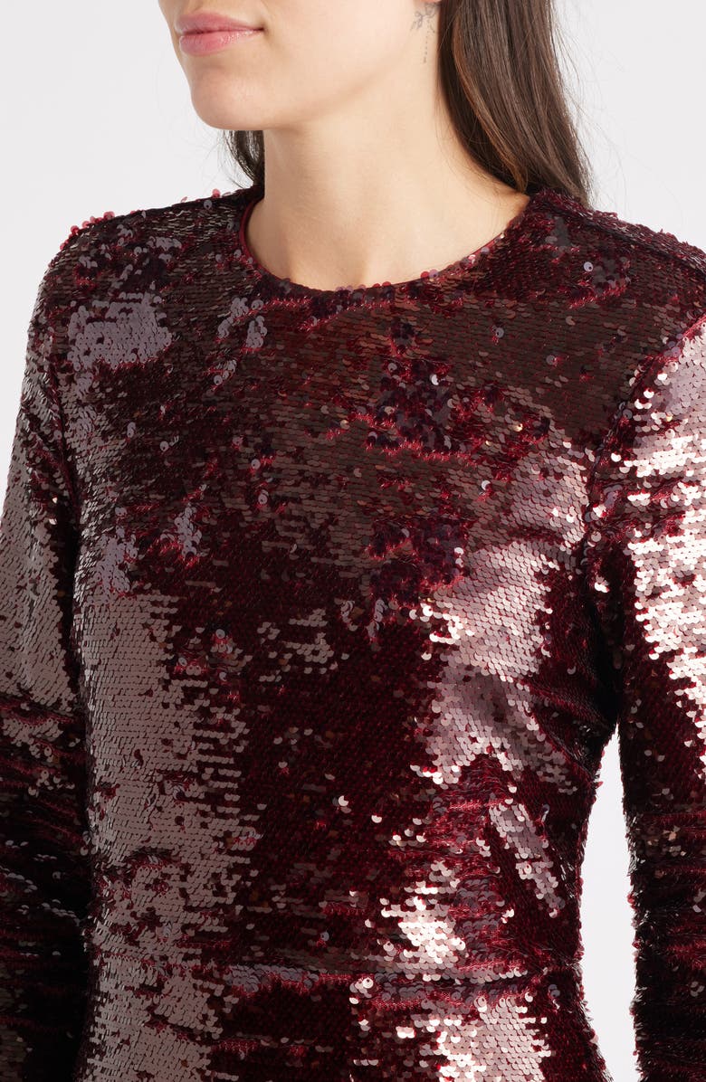 LIKELY Reese Sequin Long Sleeve Gown, Alternate, color, Merlot