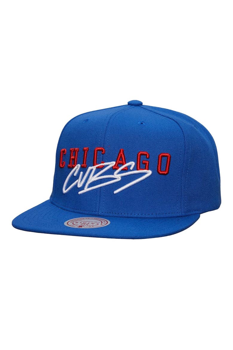 Men's Mitchell & Ness Royal Chicago Cubs Team Tagged Snapback Hat, Main, color, Royal