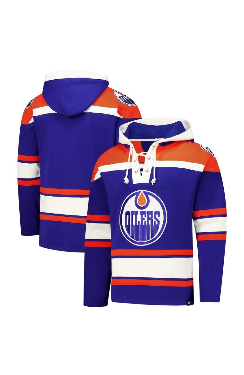 '47 Men's '47 Royal Edmonton Oilers Superior Lacer Pullover Hoodie, Alternate, color, Royal