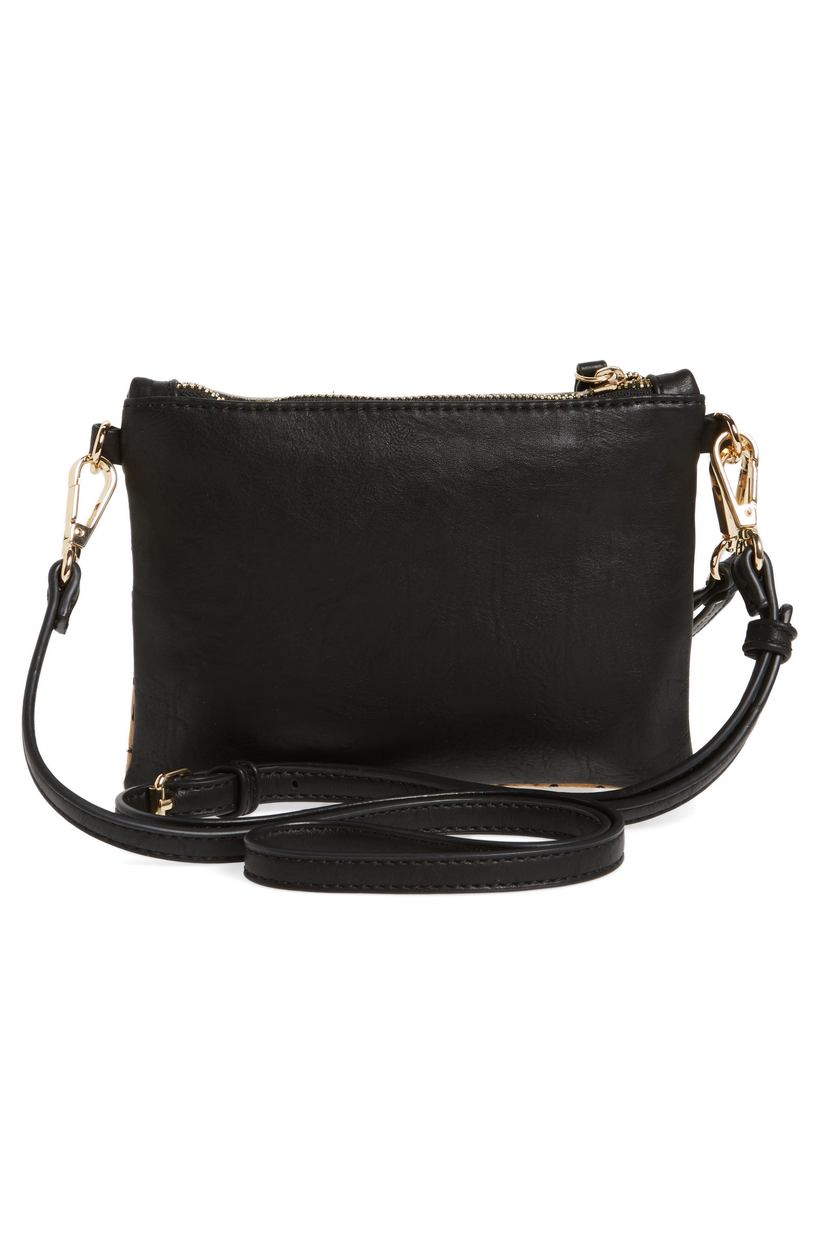 'Camilla' Faux Leather Clutch, Alternate, color, BROWN HAIR CALF