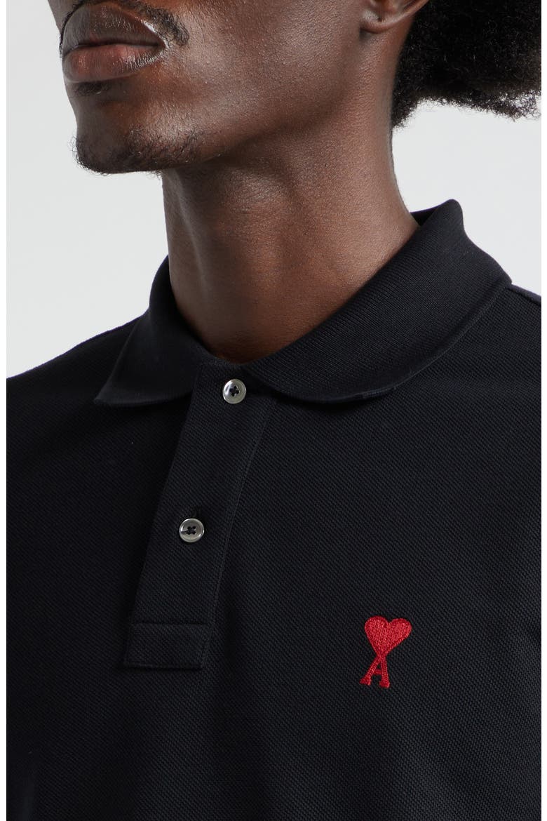 Ami de Coeur Embroidered Organic Cotton Polo, Alternate, color, 001 BLACK