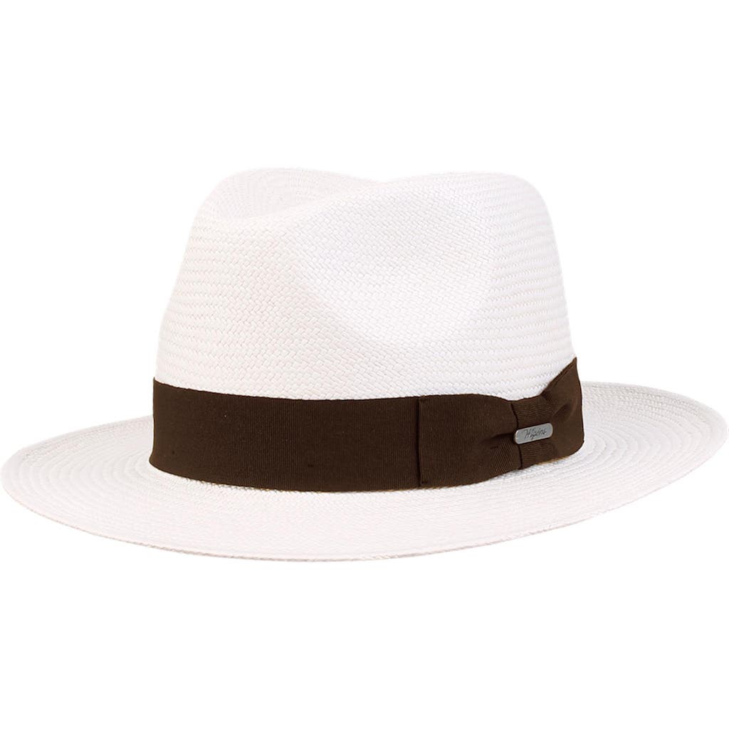 Wigens Paja Toquilla Straw Panama Hat With Grosgrain Band In Dark Brown