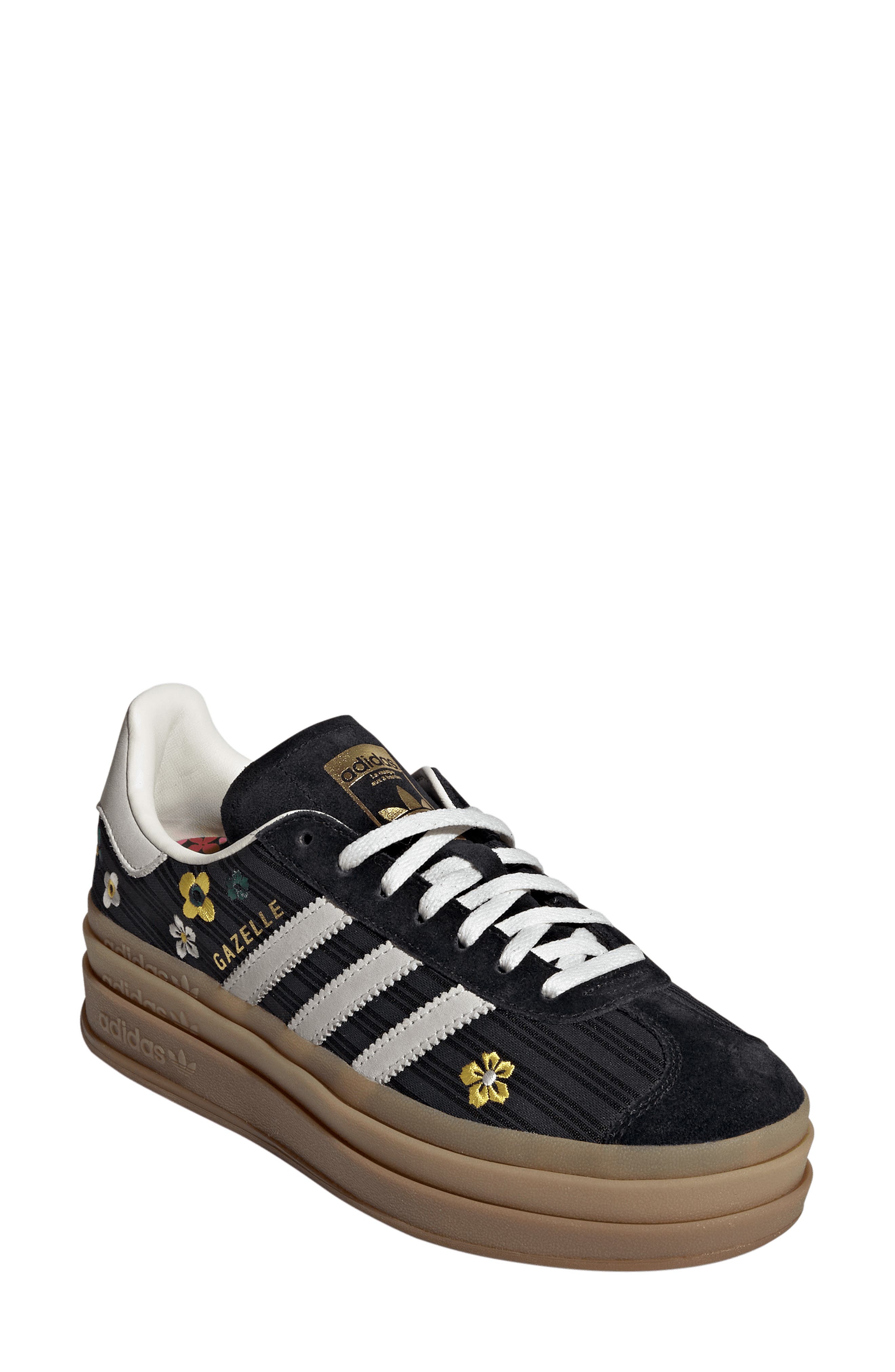 adidas Gazelle Bold Platform Sneaker, Main, color, Black/ White/ Eqt Yellow