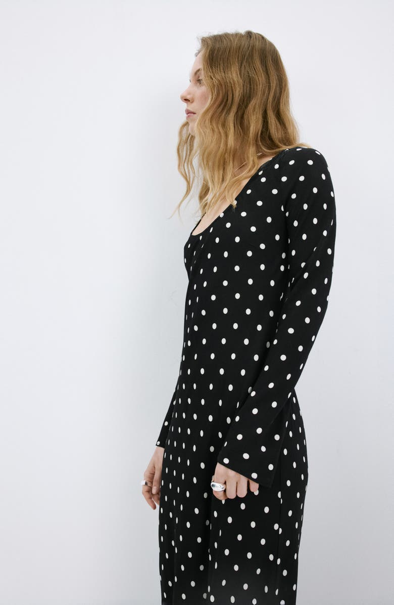 MANGO Dot Long Sleeve Maxi Dress, Alternate, color, 