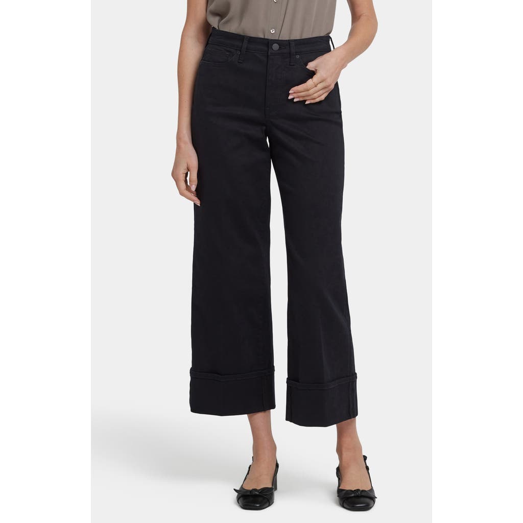 Nydj Teresa Cuffed High Waist Ankle Wide Leg Jeans In Black