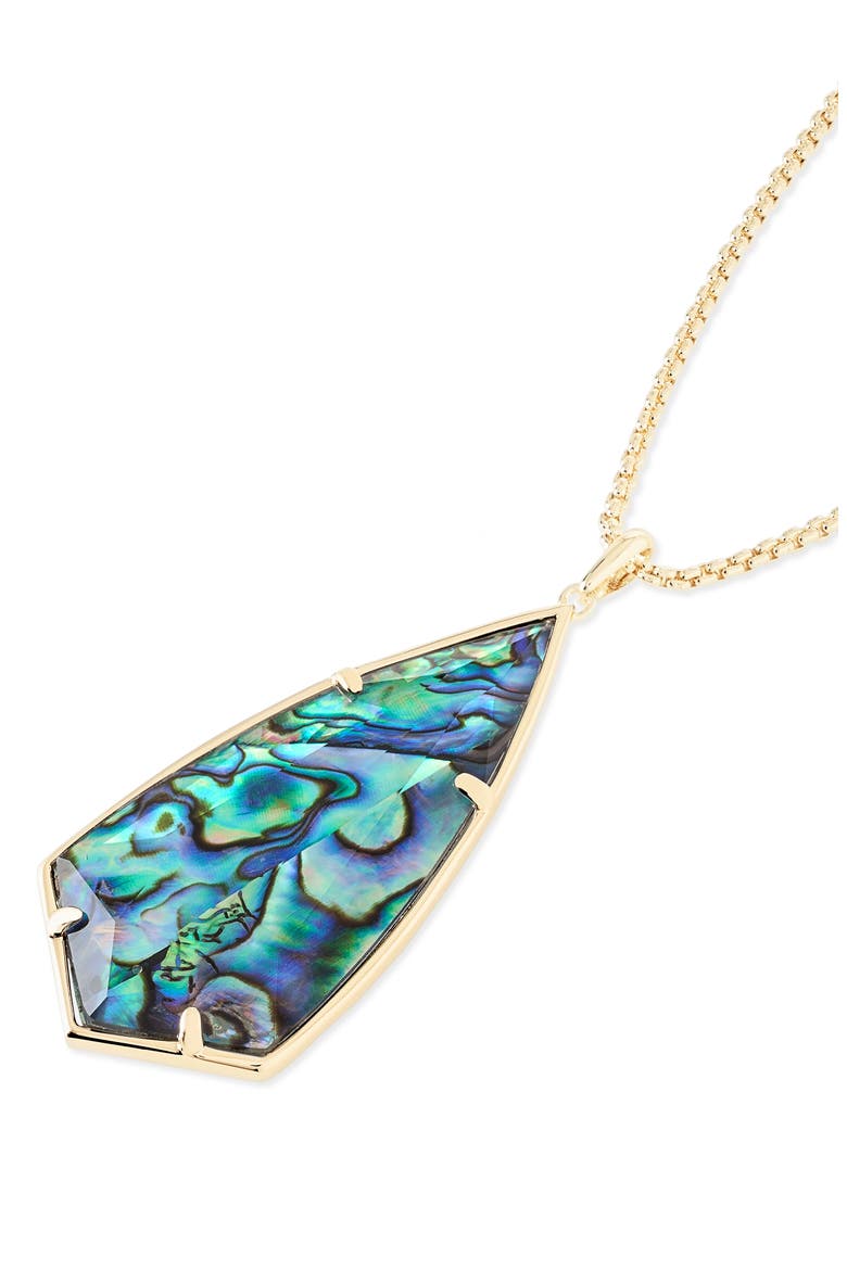 'Carole' Long Semiprecious Stone Pendant Necklace, Alternate, color, ABALONE SHELL/ GOLD