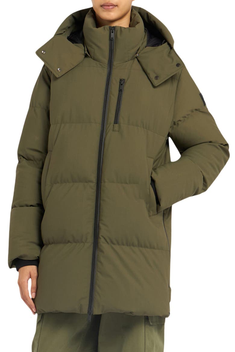 Chelia 3Q Water Repellent & Wind Resistant 800 Fill Power Down Puffer Jacket, Main, color, MOSS