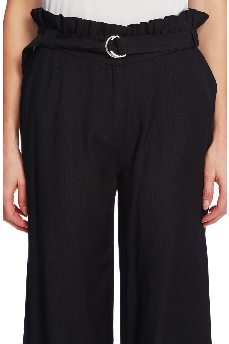 Paperbag Waist Rumple Wide Leg Crop Pants, Alternate, color, RICH BLACK