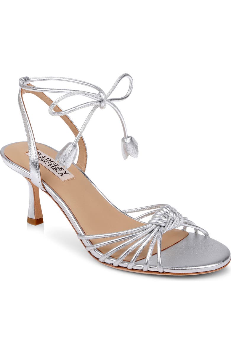 Badgley Mischka Collection Yelena Ankle Wrap Sandal, Main, color, Silver Metallic