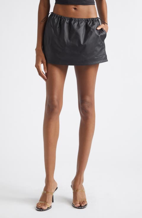 Bungee Waist Leather Miniskirt