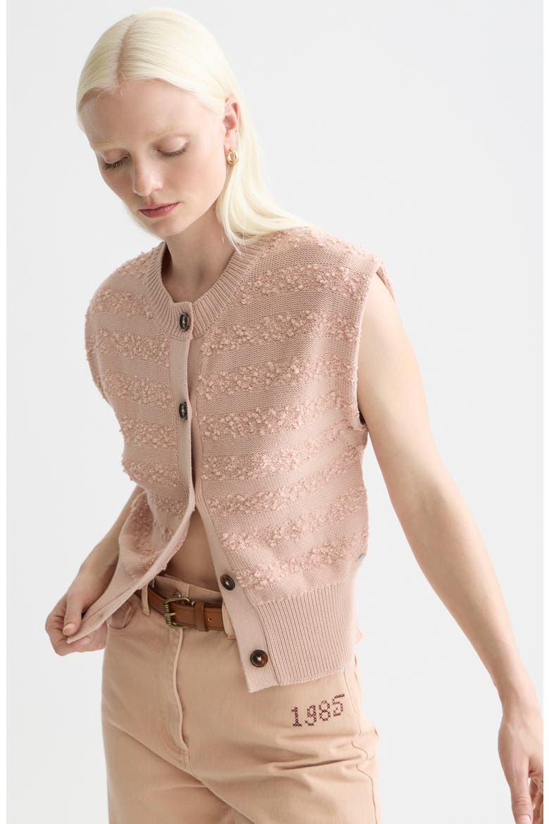 Bouclé Stripe Cotton Blend Sweater Vest, Alternate, color, ROSE DUST