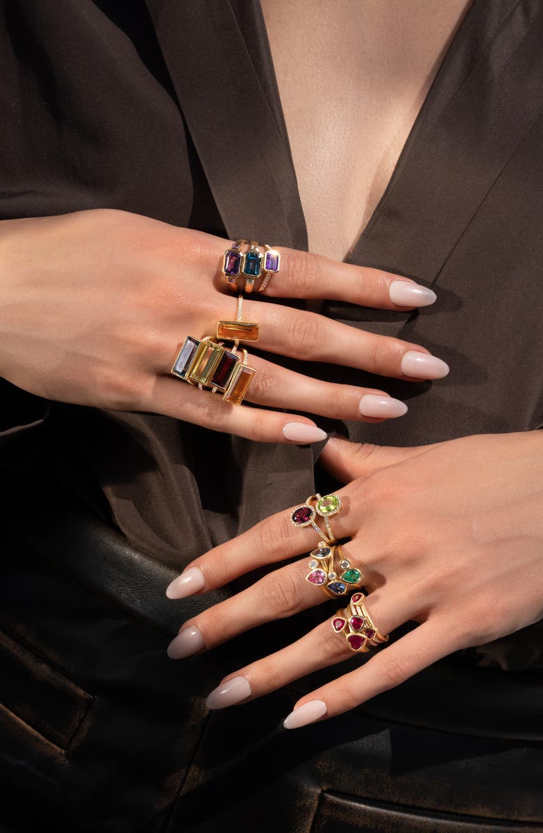 Bony Levy Garnet & Diamond Ring, Alternate, color, 18K Yellow Gold