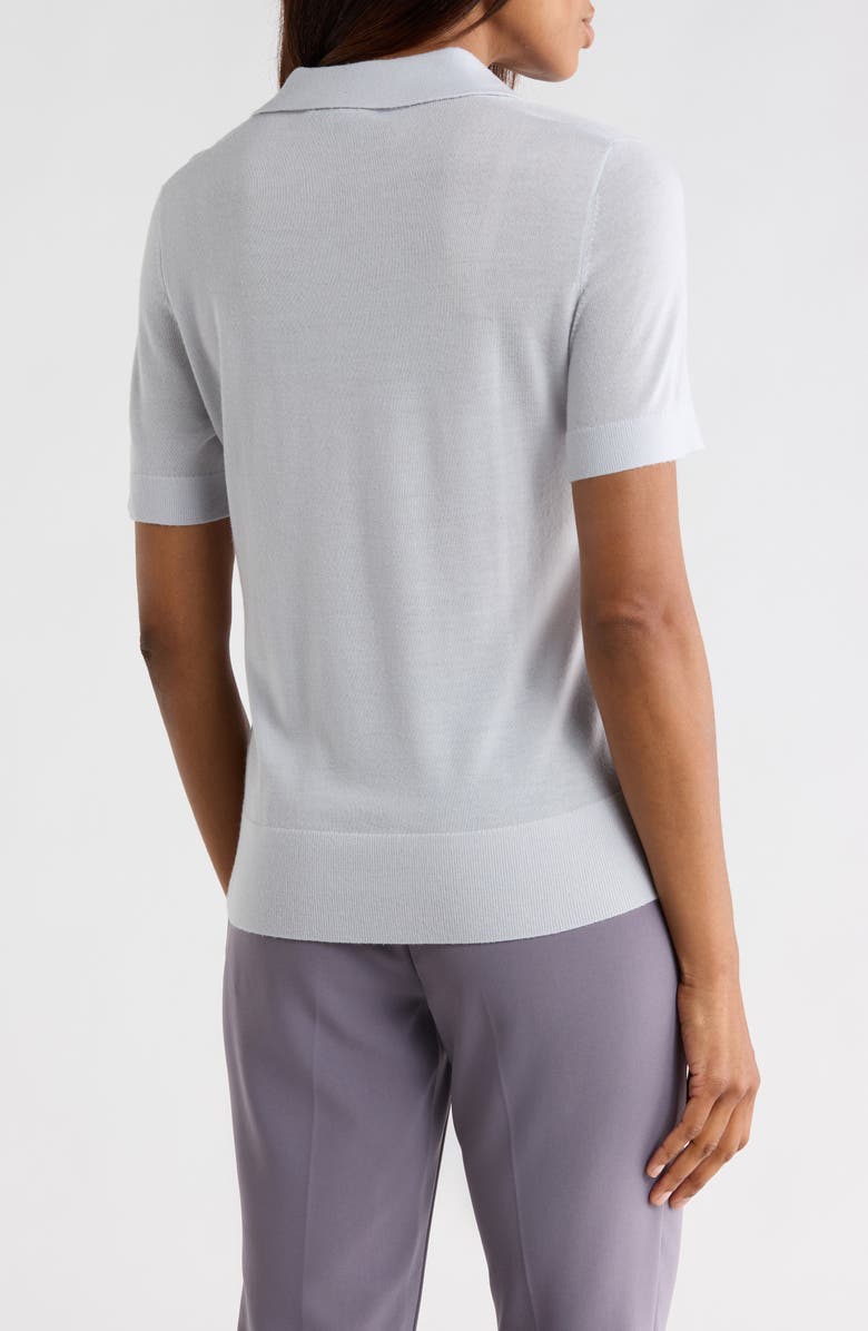 Theory Short Sleeve Wool Polo, Alternate, color, Moon Grey