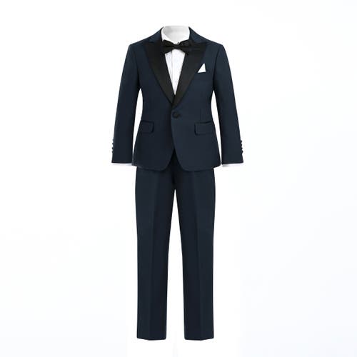 Moustache Peak Lapel Suit Set In Navy