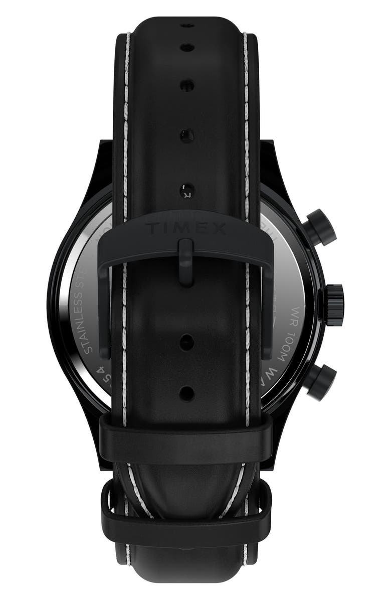 Timex<sup>®</sup> Waterbury Traditional Fly Back Chronograph Leather Strap Watch, 43mm, Alternate, color, 