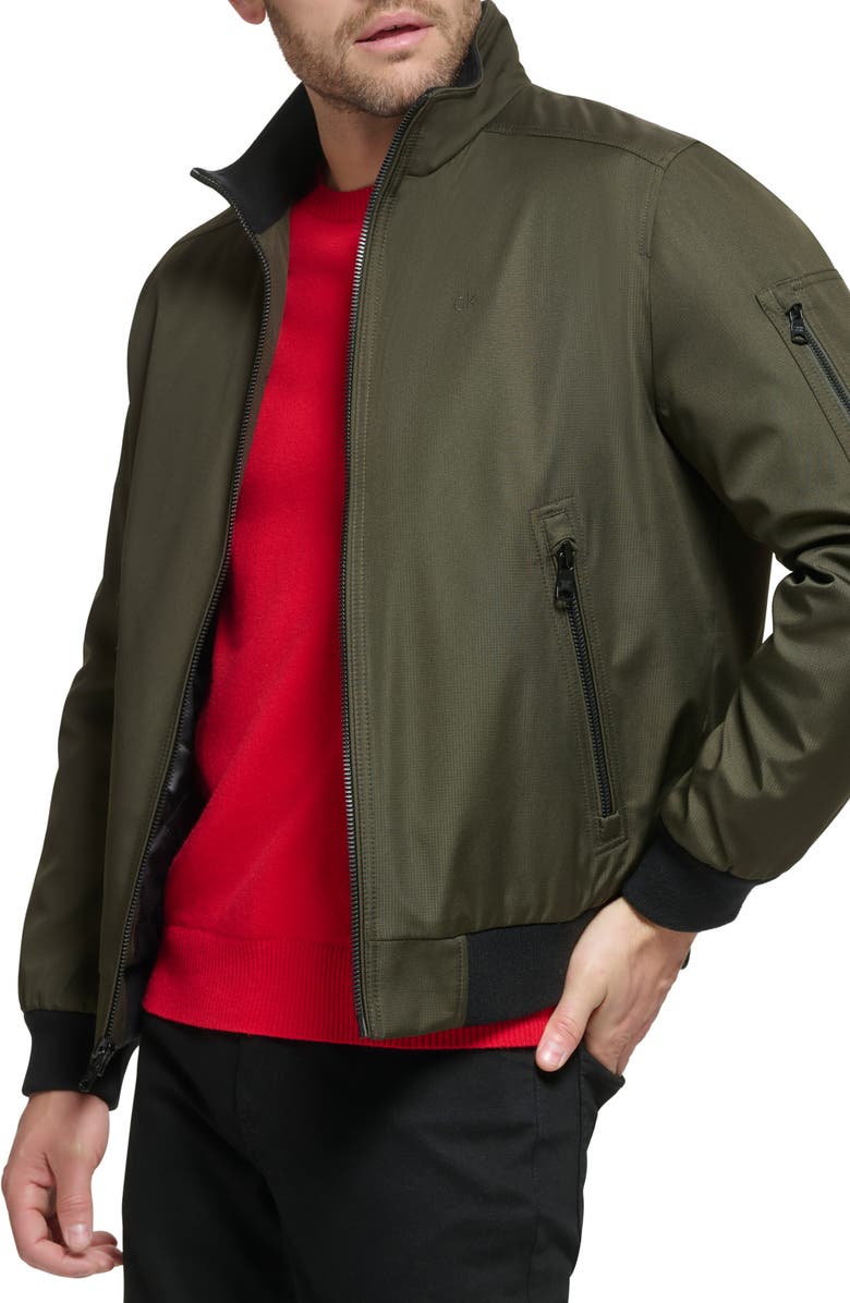 Calvin Klein Classic Water Resistant Bomber Jacket, Alternate, color, Olive