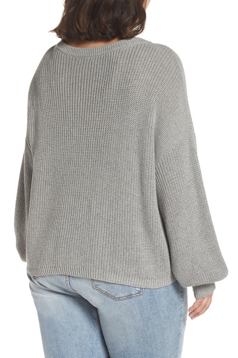 V Neck Cotton Sweater, Alternate, color, GREY MEDIUM HEATHER
