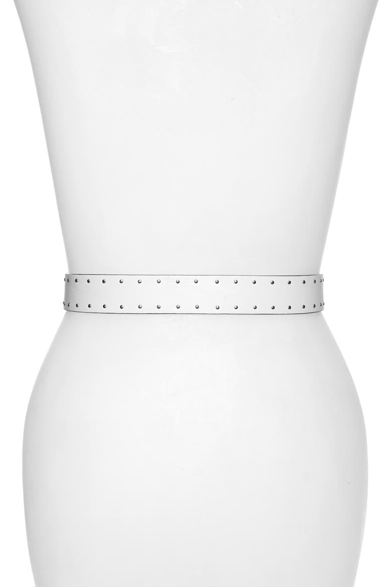 Boyfriend Studded Leather Belt, Alternate, color, WHTSTD