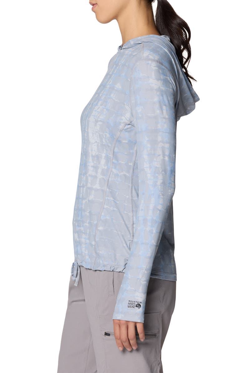 Mountain Hardwear Crater Lake Long Sleeve UPF 50+ Hooded T-Shirt, Alternate, color, Glacial Prismatic Print