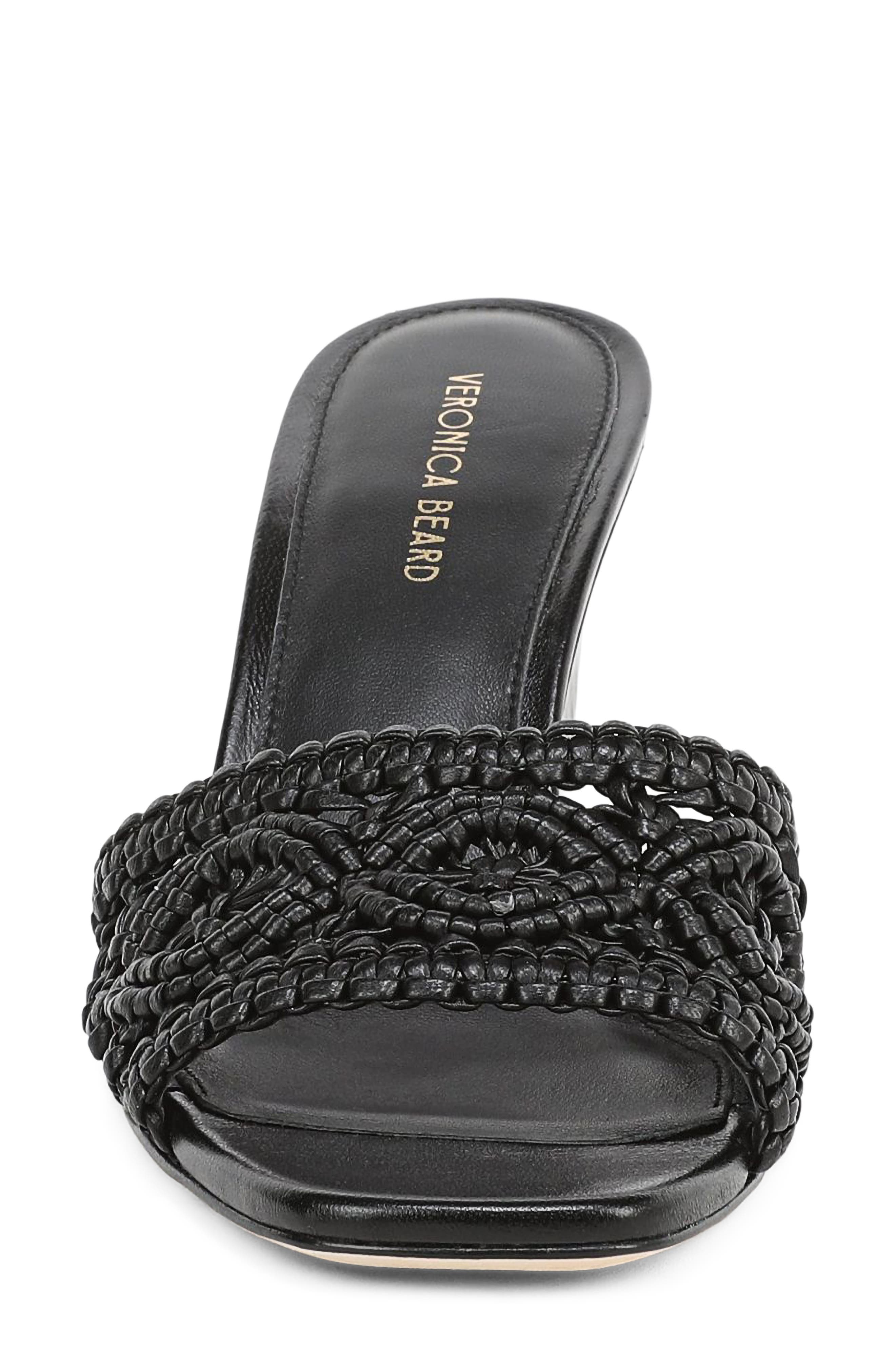 Veronica Beard Ellen Macramé Wedge Slide Sandal, Alternate, color, Black