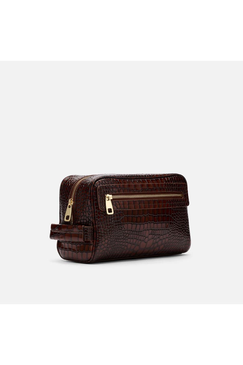 Croc-Embossed Calfskin Leather Dopp Kit, Alternate, color, Brown Crocskin