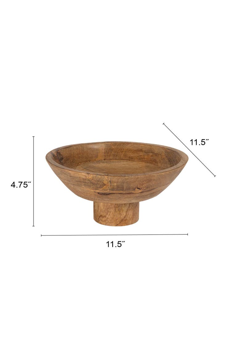 Mango Wood Footed Bowl, Natural, Alternate, color, Natural