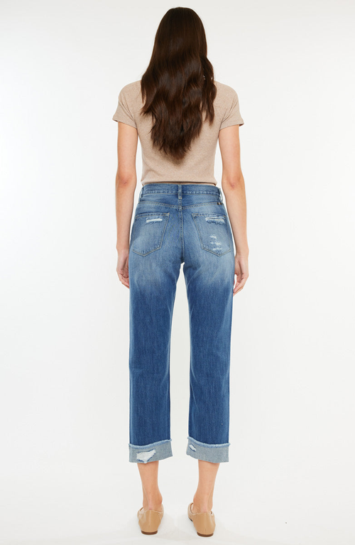 Kancan Eloise Essentials High Rise Straight Leg Jeans In Blue